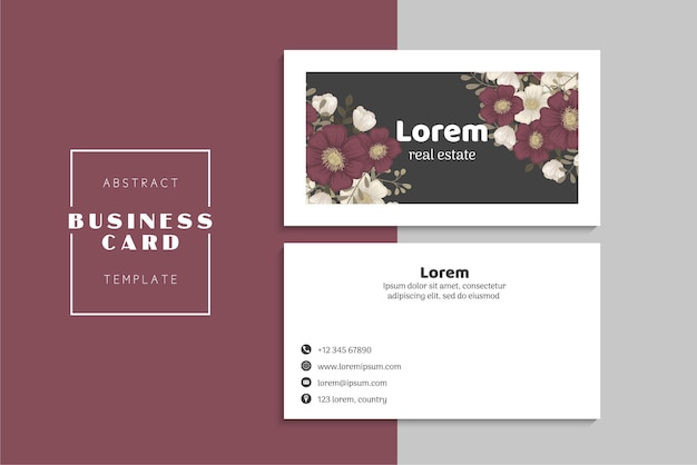 小清新简约植物花卉名片模板