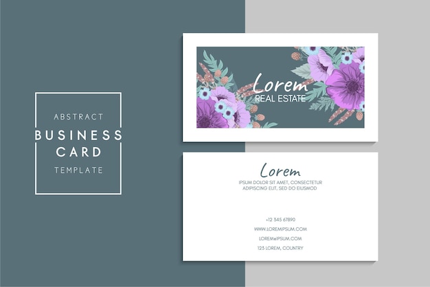 小清新简约植物花卉名片模板