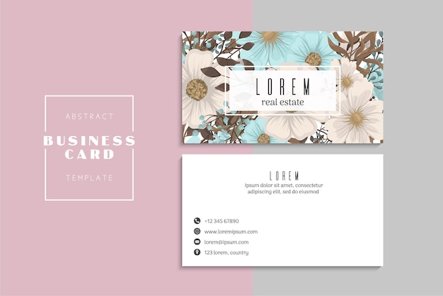 小清新简约植物花卉名片模板