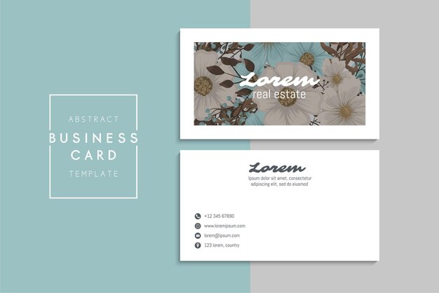 小清新简约植物花卉名片模板