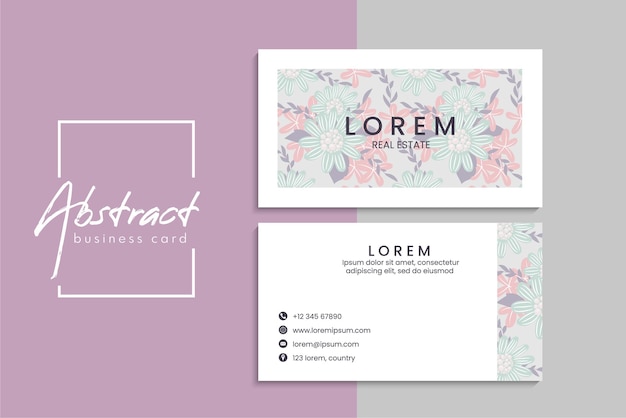 小清新简约植物花卉名片模板