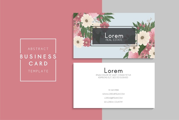 小清新简约植物花卉名片模板