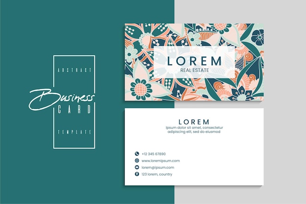 小清新简约植物花卉名片模板