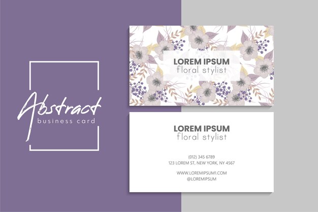 小清新简约植物花卉名片模板