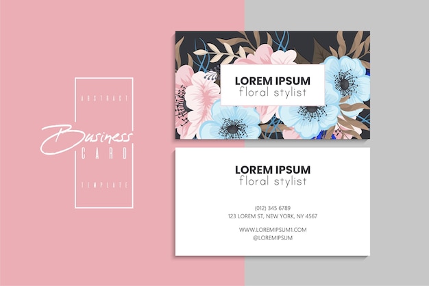 小清新简约植物花卉名片模板