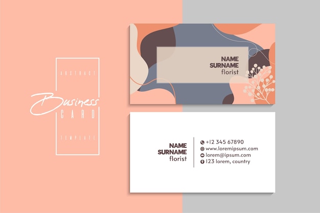 小清新简约植物花卉名片模板