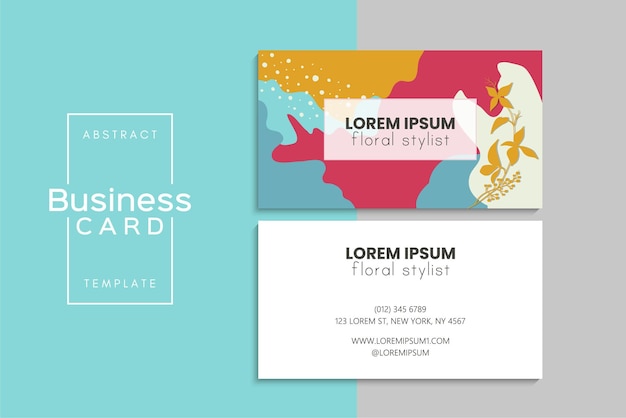 小清新简约植物花卉名片模板