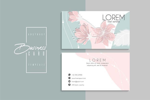 小清新简约植物花卉名片模板