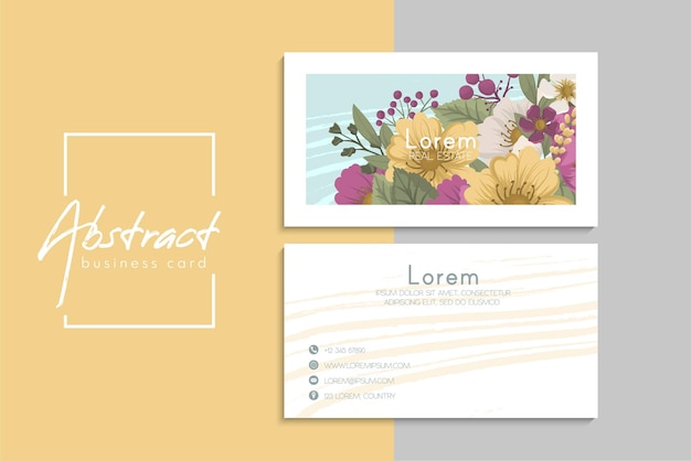 小清新简约植物花卉名片模板