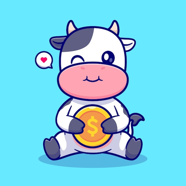 奶牛钱币插画