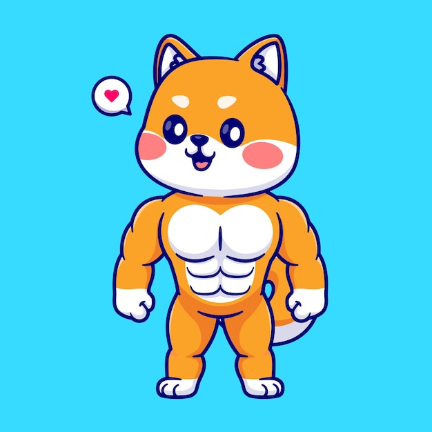 肌肉柴犬小狗插画