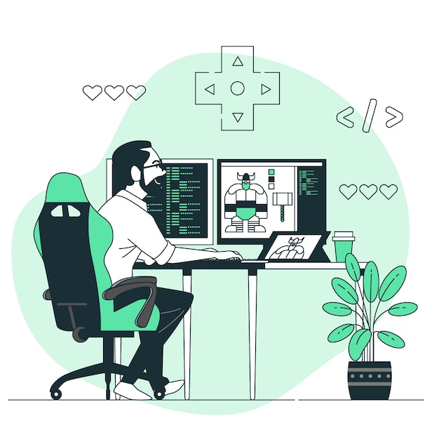 游戏程序员编程开发插画