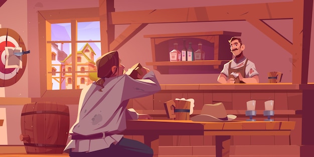 狂野西部酒馆插画