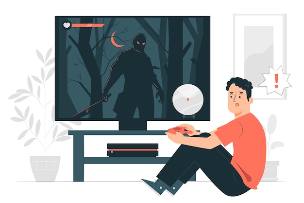 玩恐怖游戏的人插画