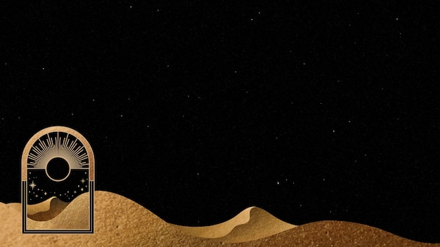 神秘金色边框沙漠华丽黑色背景