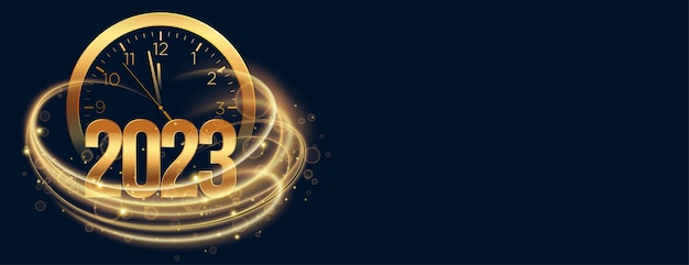 2023年新年时钟黑色背景