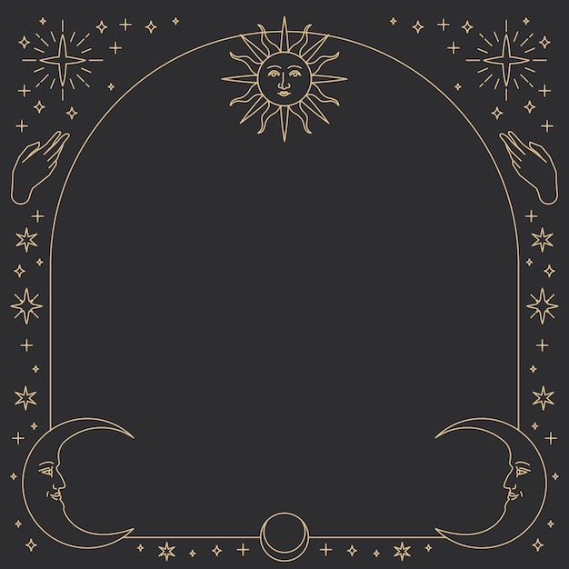 太阳月亮神秘线条边框