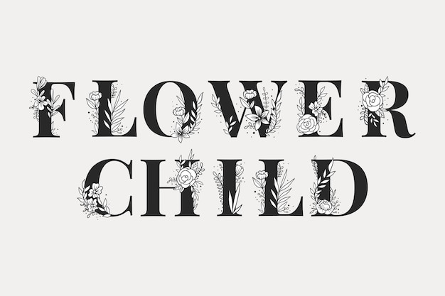 小清新植物花朵英文字母