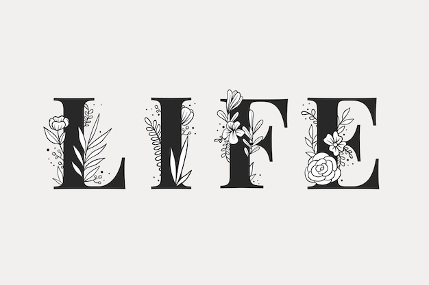 小清新植物花朵英文字母