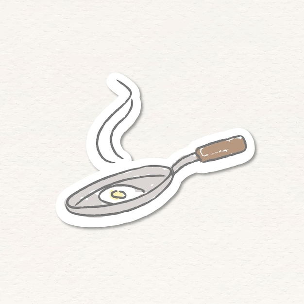 平底锅煎蛋厨具简笔画贴纸