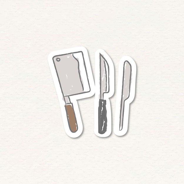 菜刀厨具简笔画贴纸