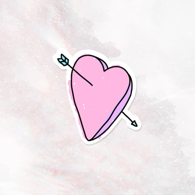 爱心一箭穿心简笔画贴纸