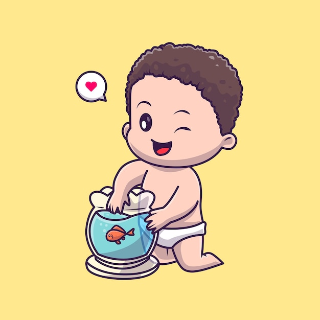 小男孩婴儿浴缸卡通插画