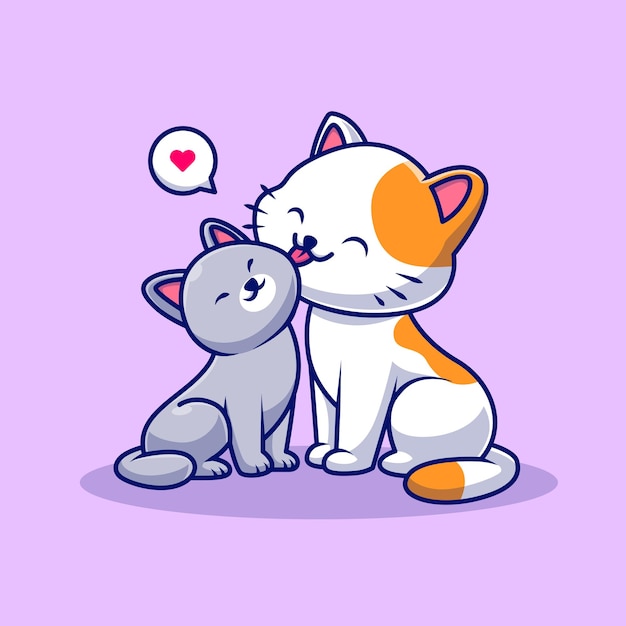 舔小猫卡通插画