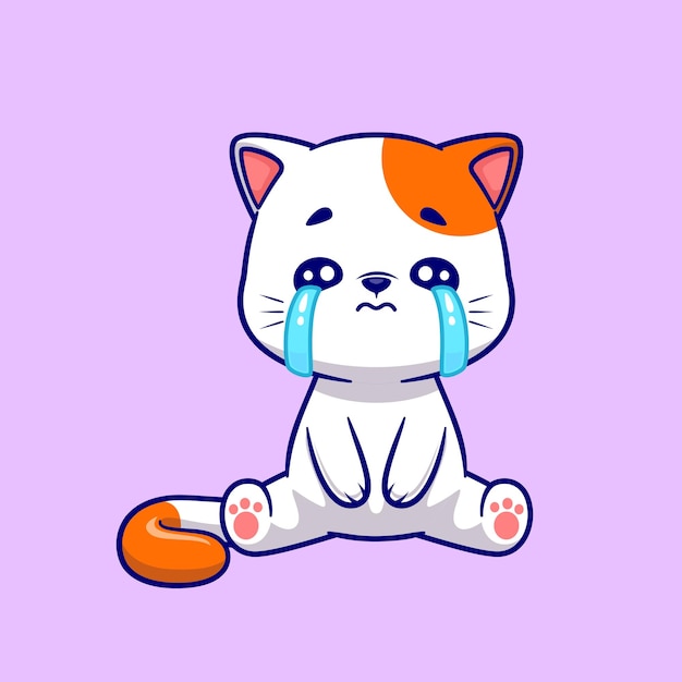 哭泣的小猫卡通插画
