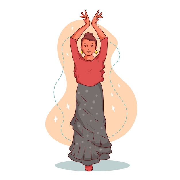 弗拉门戈跳舞的女人插画