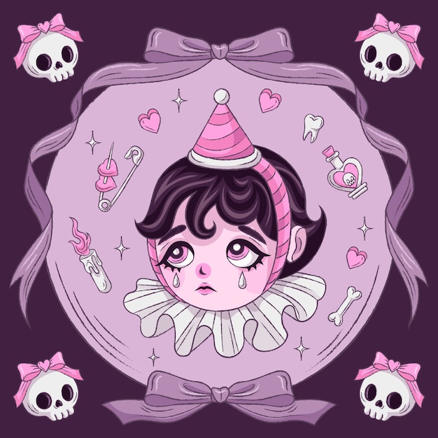 emo忧郁丧女孩插画