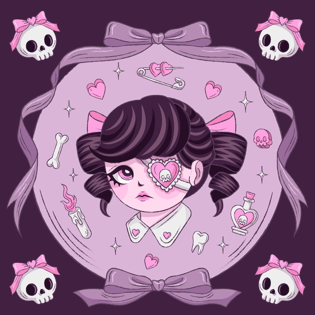 emo忧郁丧女孩插画