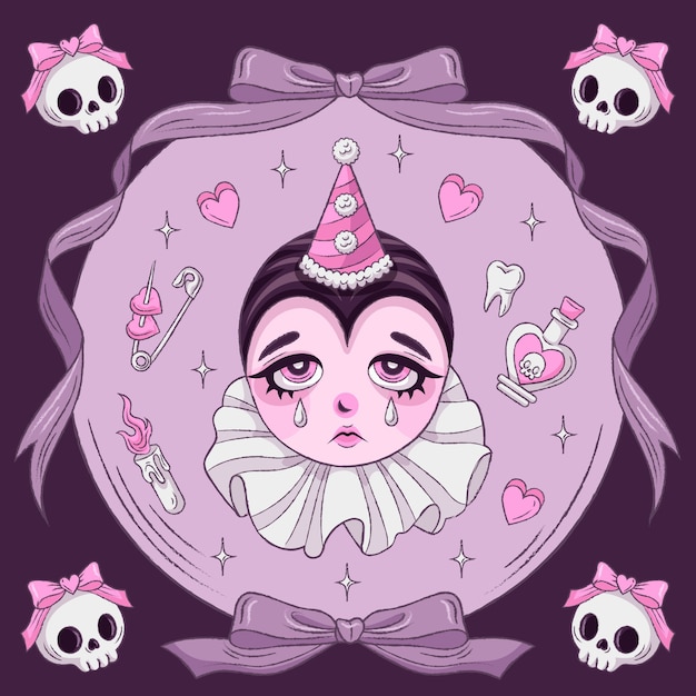 emo忧郁丧女孩插画