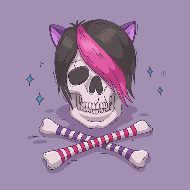 叛逆青年骷髅插画