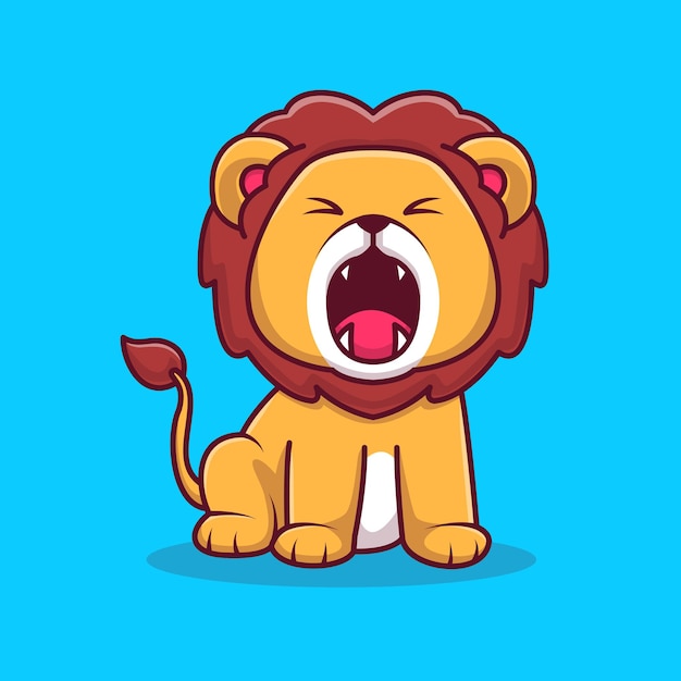 咆哮的小狮子卡通插画