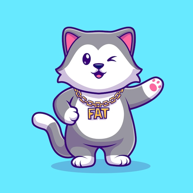 哈士奇小狗嘻哈卡通插画