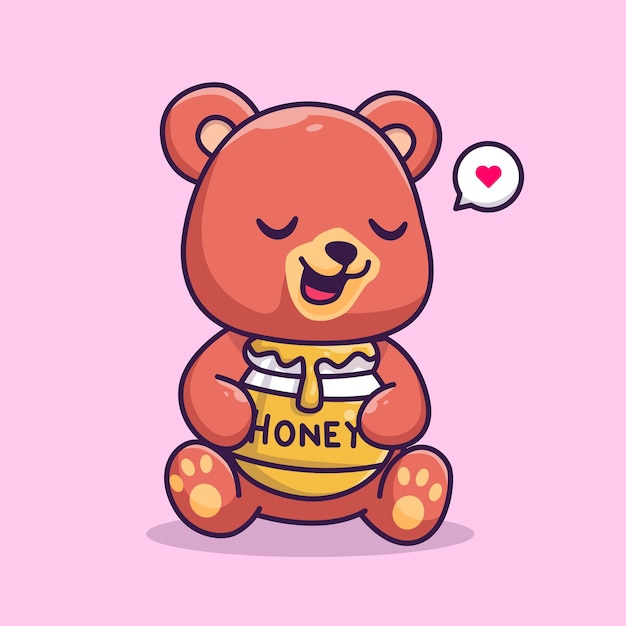 小熊蜂蜜卡通插画