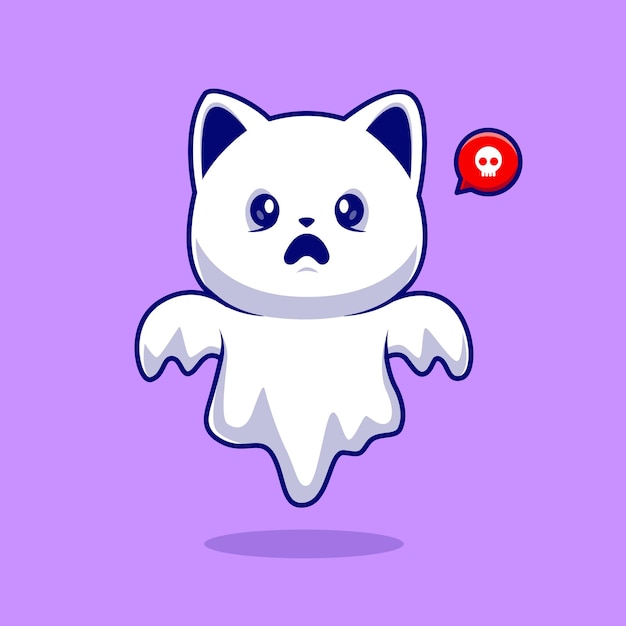 幽灵小猫咪卡通插画