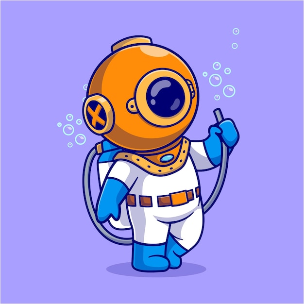 潜水员氧气卡通插画