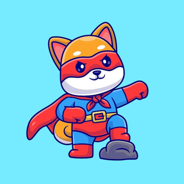 超级英雄小狗柴犬卡通插画