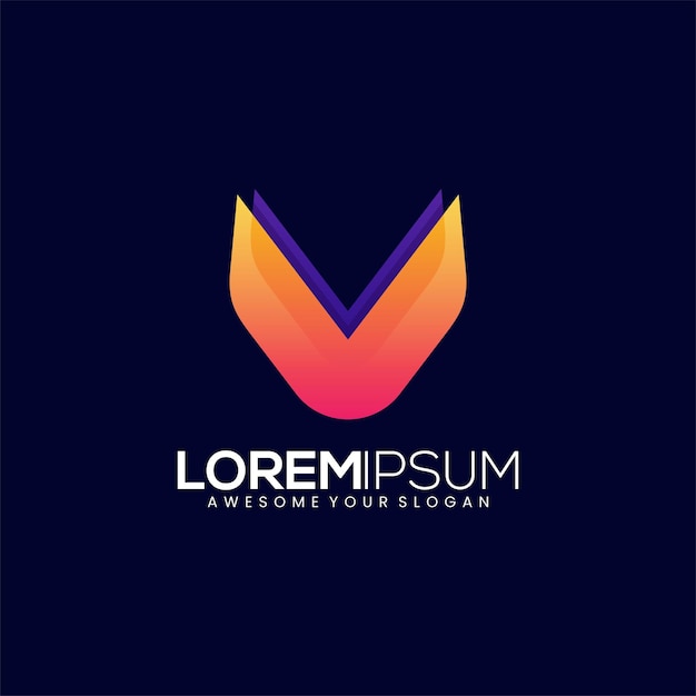 字母v狐狸头标志logo