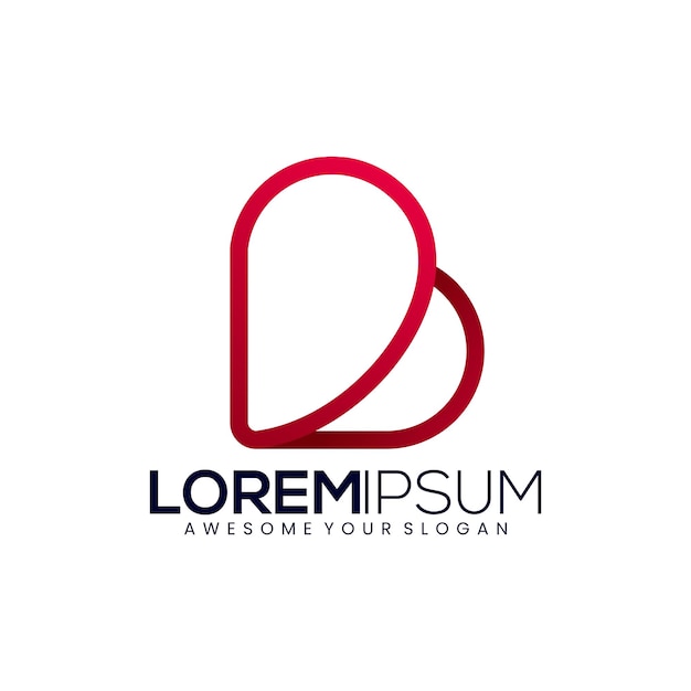 字母b爱心标志logo