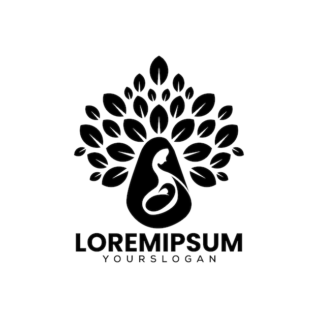 母亲女人抱着婴儿叶子月子中心标志logo