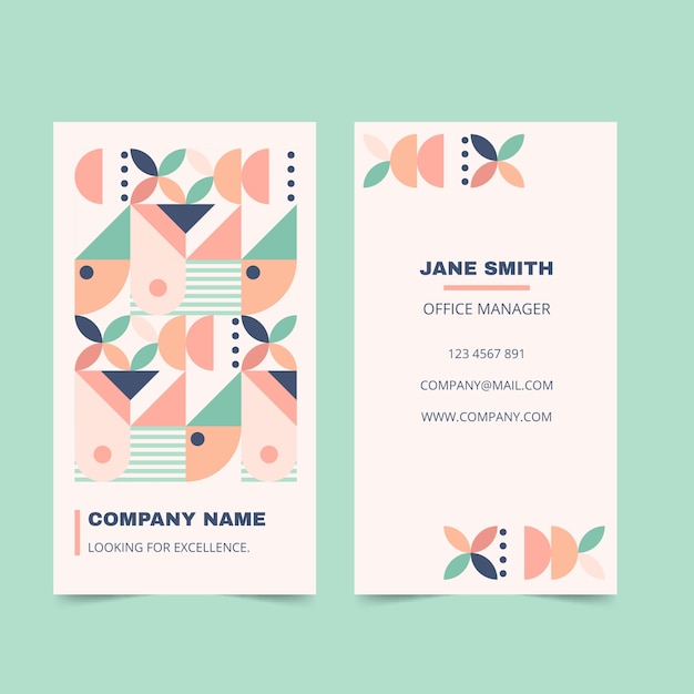 抽象几何图形竖版名片模板