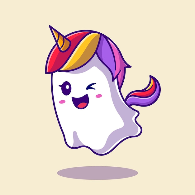 万圣节幽灵独角兽卡通插画