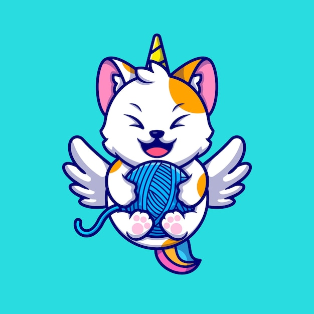 独角兽毛线团卡通插画