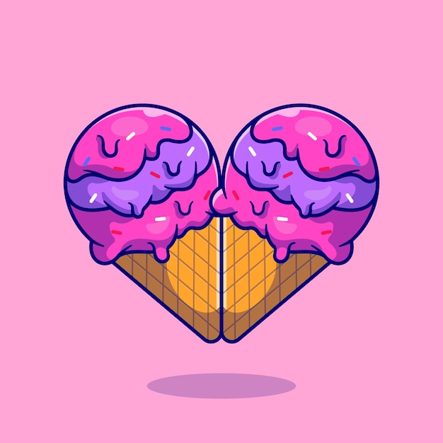 爱心冰淇淋卡通插画