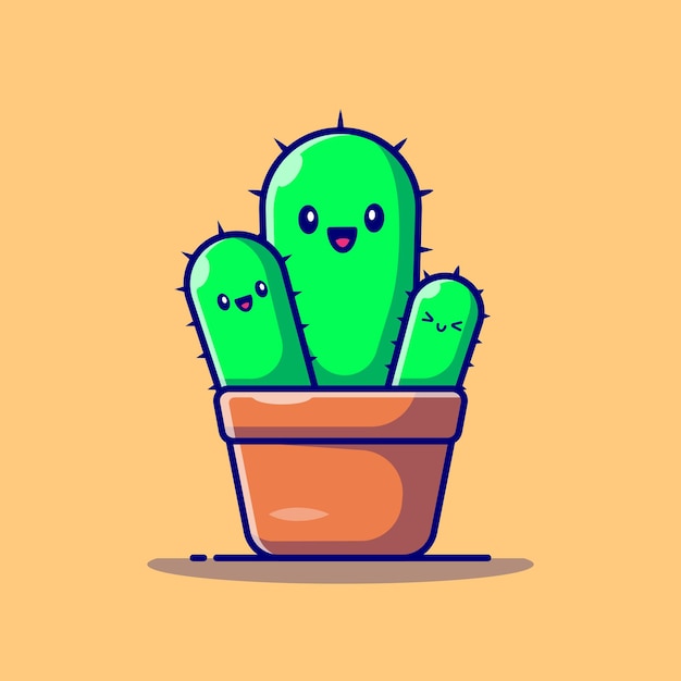 仙人掌盆栽卡通插画