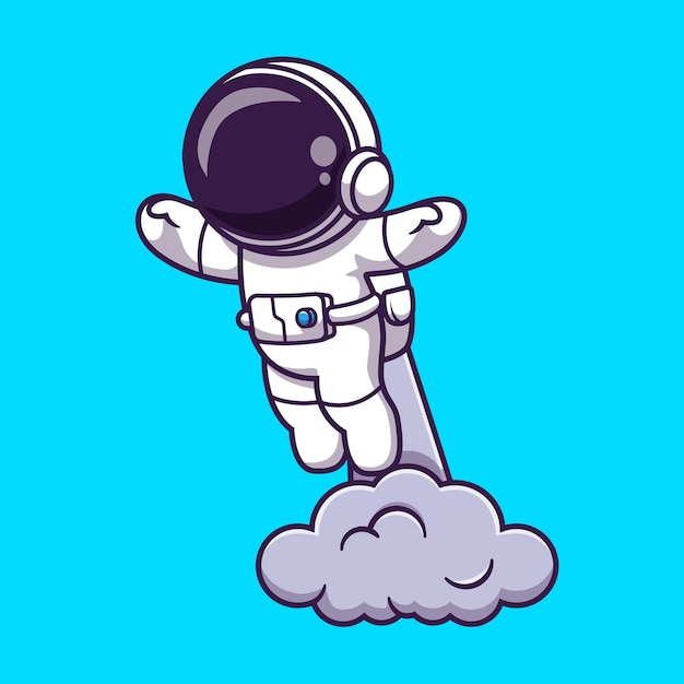 宇航员喷射起飞卡通插画