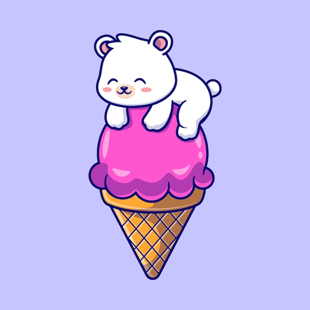 北极熊冰淇淋卡通插画